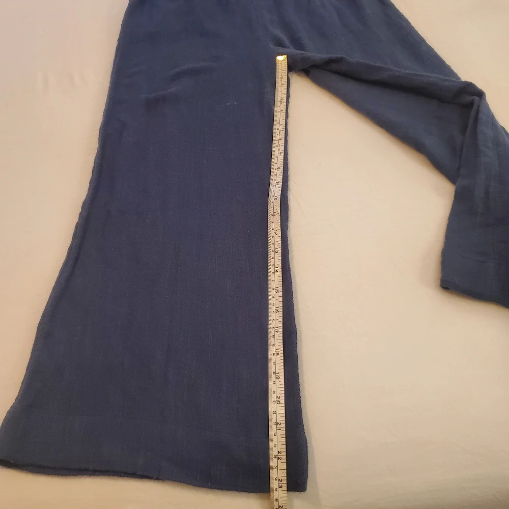 FREE PEOPLE Pretty Free Navy Blue Textured Weave Tie Front Cut Out Romper SZ‎ XS